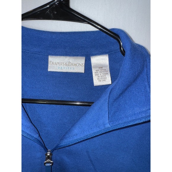 Drapers & Damons Petite‎ Zip Up Jacket Womens Collared Blue Button Pocket P/M - Picture 3 of 7